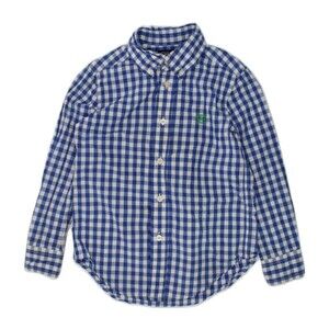 CHAPS Boys 4T Button Down Shirt Long Sleeve Light Blue Gingham Check